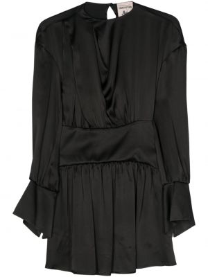 Szatén mini ruha Semicouture fekete
