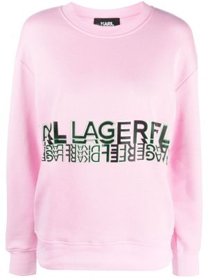 Kerek nyakú melegítő felső nyomtatás Karl Lagerfeld rózsaszín