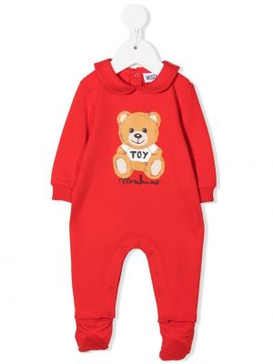 Длинная пижама с медведем Moschino Kids, красная