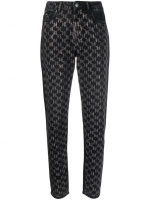 Krištáľové džínsy s rovným strihom Karl Lagerfeld čierna