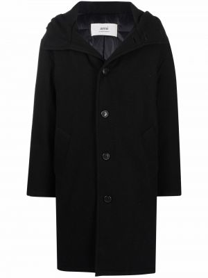 Manteau à boutons à capuche Ami Paris noir