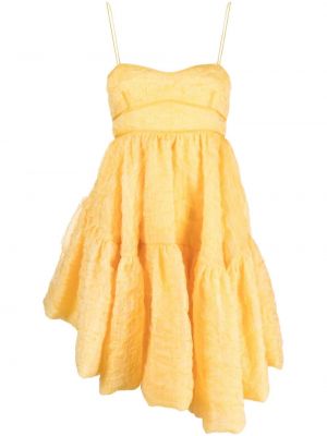 Asymetrické hedvábné šaty Cecilie Bahnsen žluté
