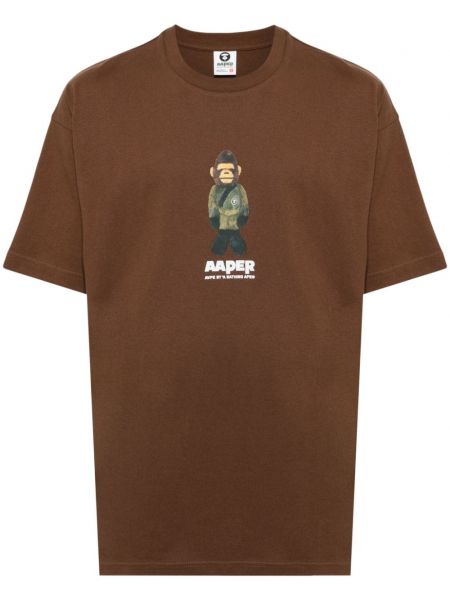 Painettu puuvilla t-paita Aape By *a Bathing Ape® ruskea