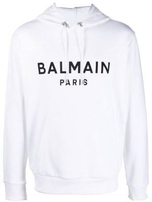 Trykt hettegenser Balmain hvit