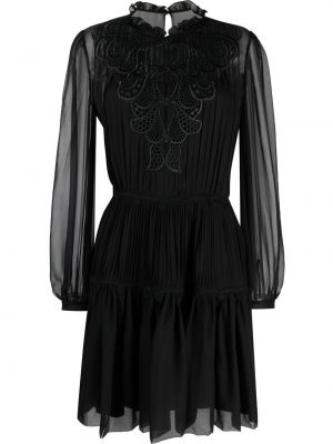 Svilena dolga obleka Alberta Ferretti črna