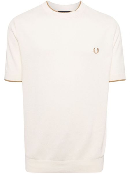Puloverel cu broderie din bumbac Fred Perry alb