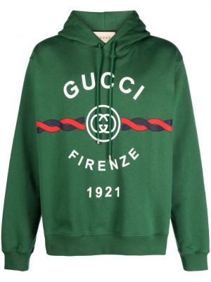 Bavlněná mikina s kapucí Gucci zelená