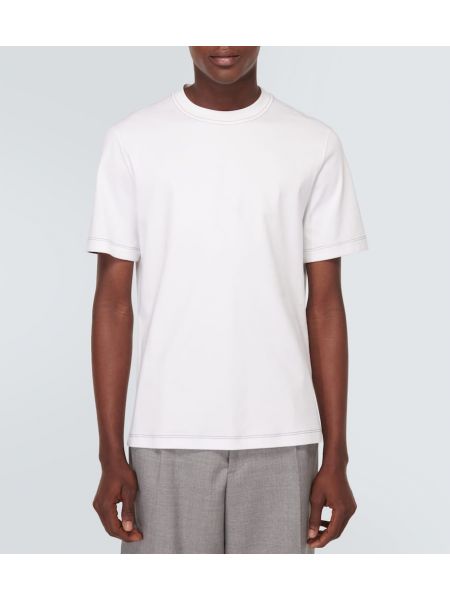 Βαμβακερή μπλούζα από ζέρσεϋ Brunello Cucinelli λευκό