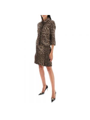 Mini falda de lana leopardo de tejido jacquard Dolce & Gabbana