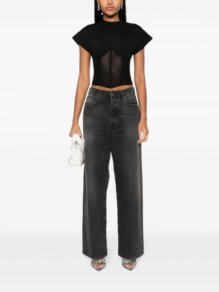 Tinklinis medvilninis marškinėliai Versace Jeans Couture juoda