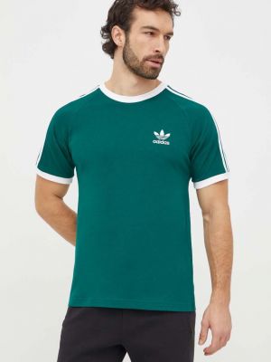 Prugasta pamučna majica Adidas Originals zelena