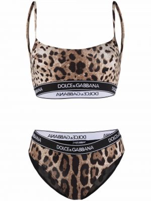 Bikini con estampado leopardo Dolce & Gabbana negro