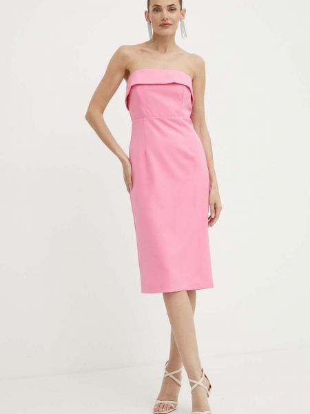 Sukienka midi dopasowana Bardot różowa