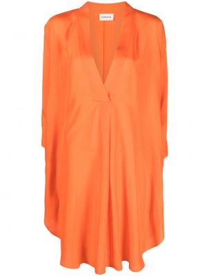 Svilena midi obleka z v-izrezom P.a.r.o.s.h. oranžna