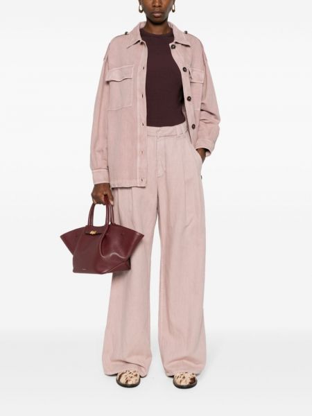 Plisované rovné kalhoty Brunello Cucinelli růžové
