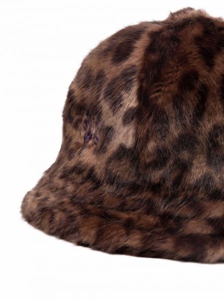 Pelz mütze mit print mit leopardenmuster Needles braun