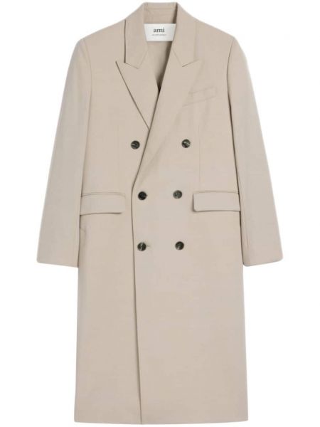Μάλλινο παλτό Ami Paris μπεζ