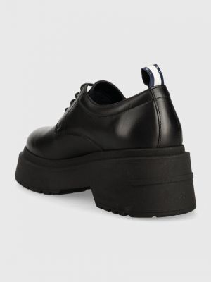 Pantofi oxford cu șireturi din piele cu platformă Tommy Jeans negru