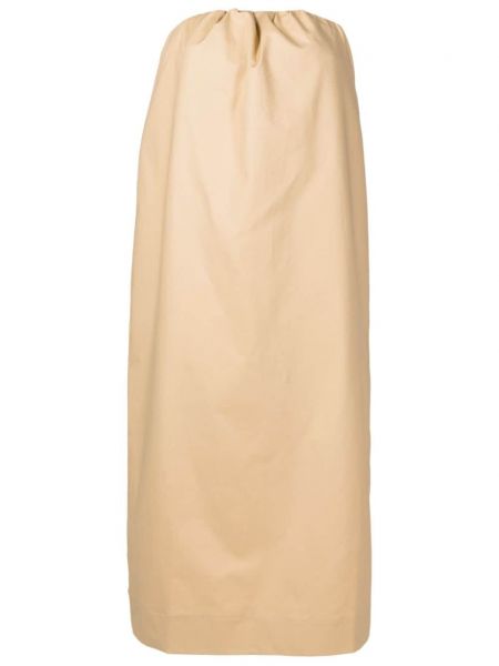 Βαμβακερή μίντι φόρεμα Adriana Degreas μπεζ