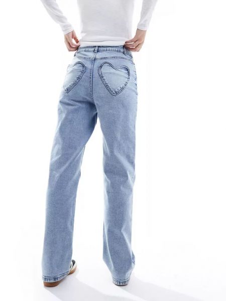 Прямые джинсы с карманами с сердечками Miss Selfridge синие