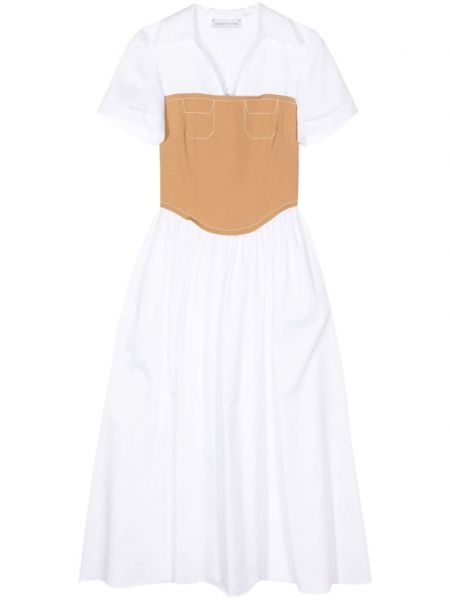 Βαμβακερή φόρεμα κορσέ Mehtap Elaidi λευκό