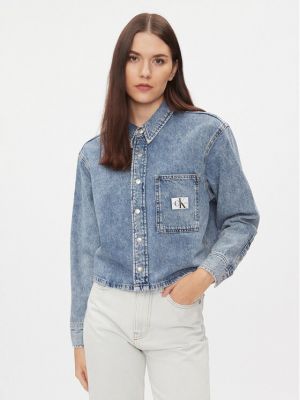 Traper košulja bootcut Calvin Klein Jeans plava
