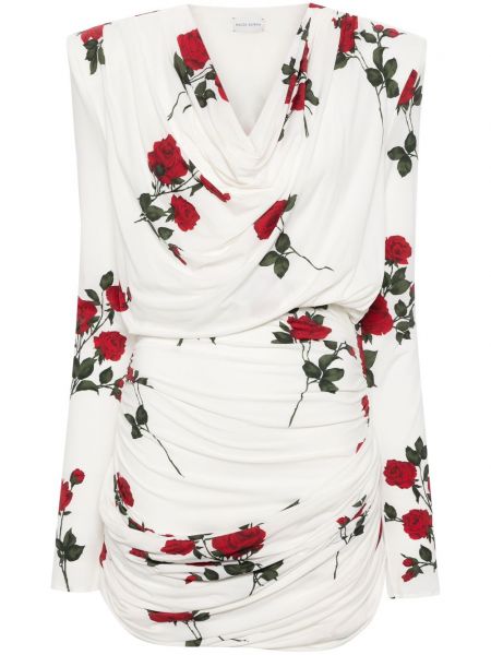 Robe de soirée à fleurs à imprimé Magda Butrym blanc