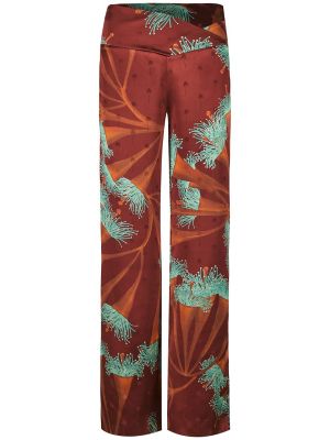 Pantaloni de mătase cu croială lejeră Johanna Ortiz roșu