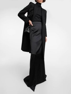 Атласная длинная юбка Balenciaga черная