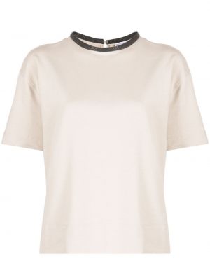 Fleece t-shirt Brunello Cucinelli beige