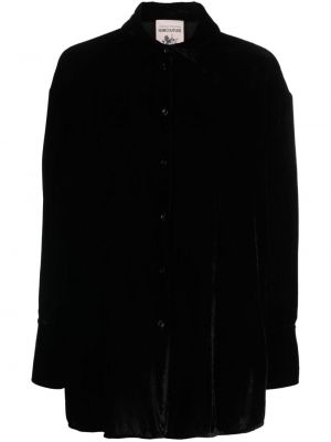 Žametna srajca iz rebrastega žameta Semicouture črna