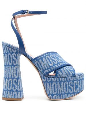Sandales à imprimé Moschino bleu