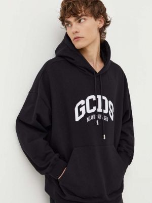 Pamučna hoodie s kapuljačom Gcds crna