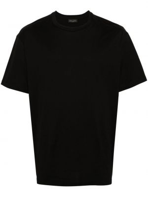 Βαμβακερή μπλούζα με στρογγυλή λαιμόκοψη Roberto Collina μαύρο