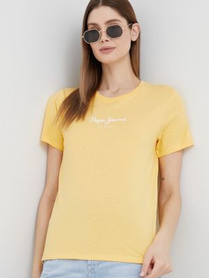 Koszulka bawełniana Pepe Jeans żółta