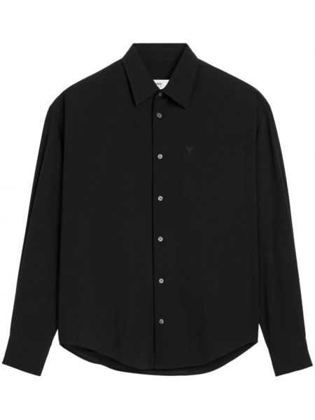 Памучна риза бродирана Ami Paris черно