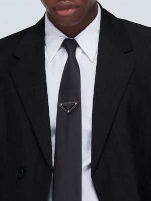 Nylonowy krawat Prada czarny