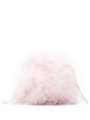 Clutch torbica sa perjem Yves Salomon ružičasta