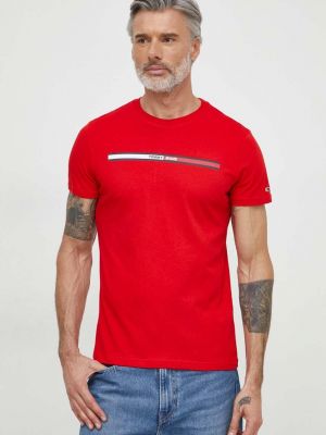 Koszulka bawełniana z nadrukiem Tommy Jeans czerwona