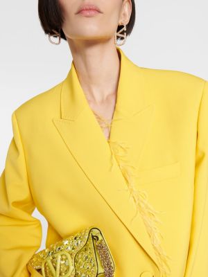 Płaszcz wełniany w piórka Valentino żółty