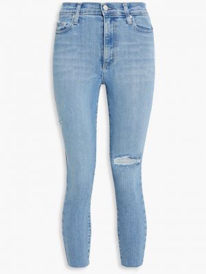 Синие джинсы скинни с высокой талией с потертостями Nobody Denim