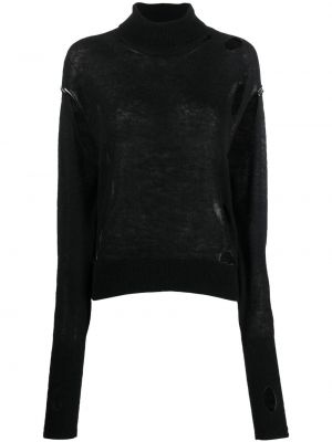 Obrabljen pulover Mm6 Maison Margiela črna