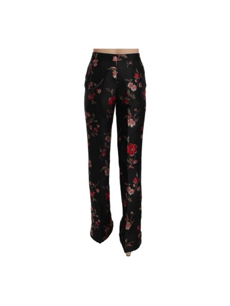 Pantalones rectos de flores bootcut Dolce & Gabbana negro