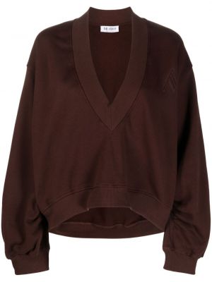 Sweatshirt aus baumwoll mit v-ausschnitt The Attico braun