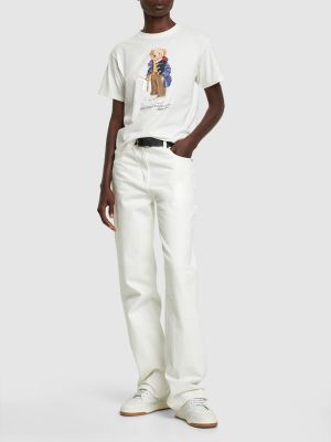 Džerzej bavlnené tričko s potlačou Polo Ralph Lauren biela