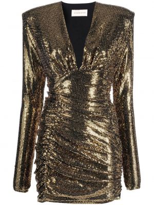 Mini obleka s cekini z v-izrezom Alexandre Vauthier zlata