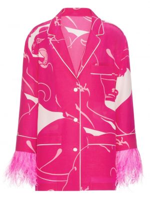 Raštuota marškiniai su plunksnomis Valentino Garavani rožinė