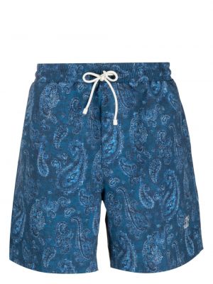 Shorts en cachemire à imprimé Brunello Cucinelli bleu