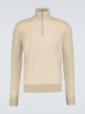 Кашмирен пуловер с цип Loro Piana бежово