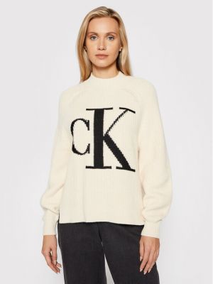 Relaxed пуловер Calvin Klein Jeans бежово